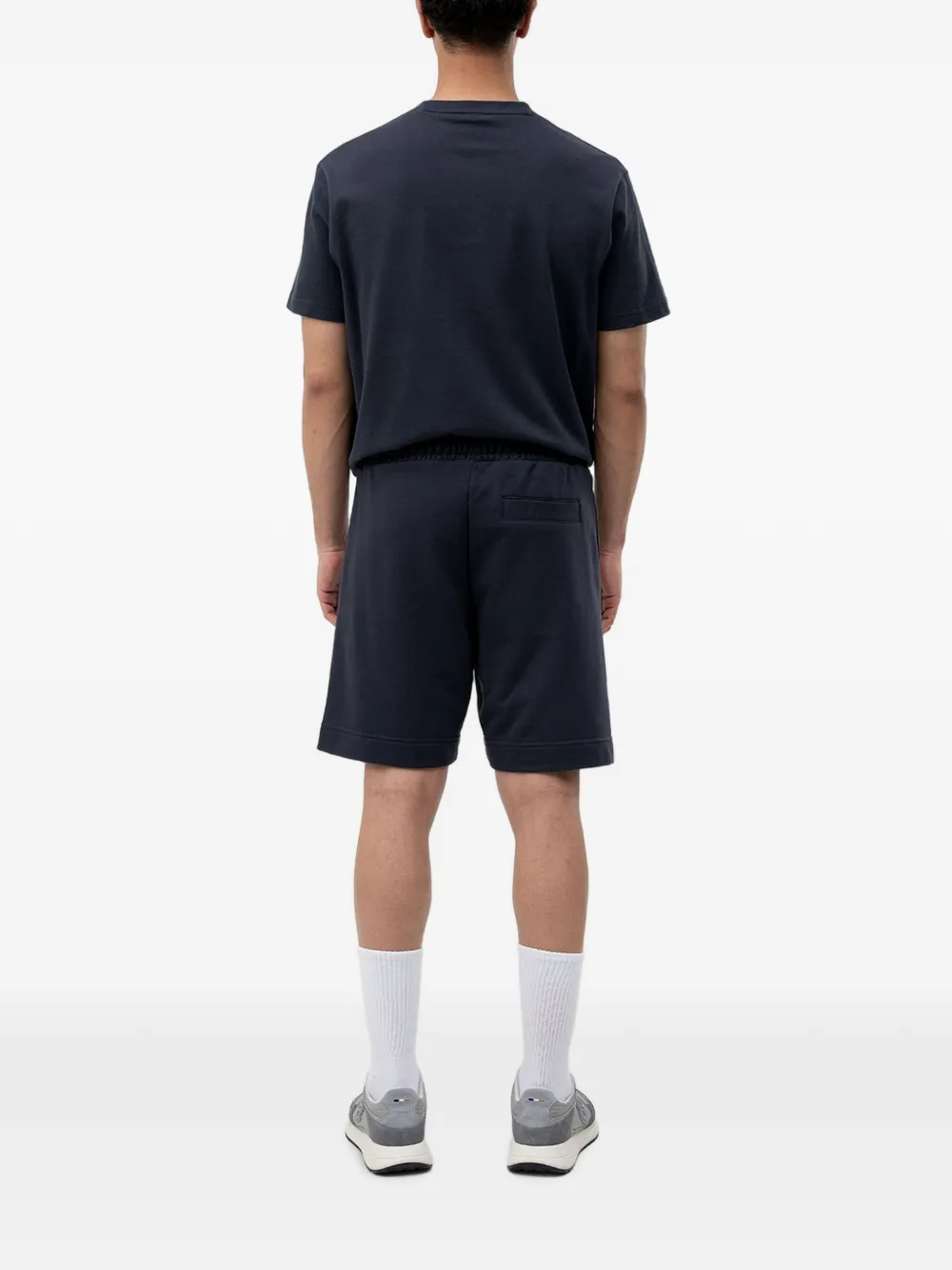 BOSS logo-patch drawstring-waist shorts Blauw
