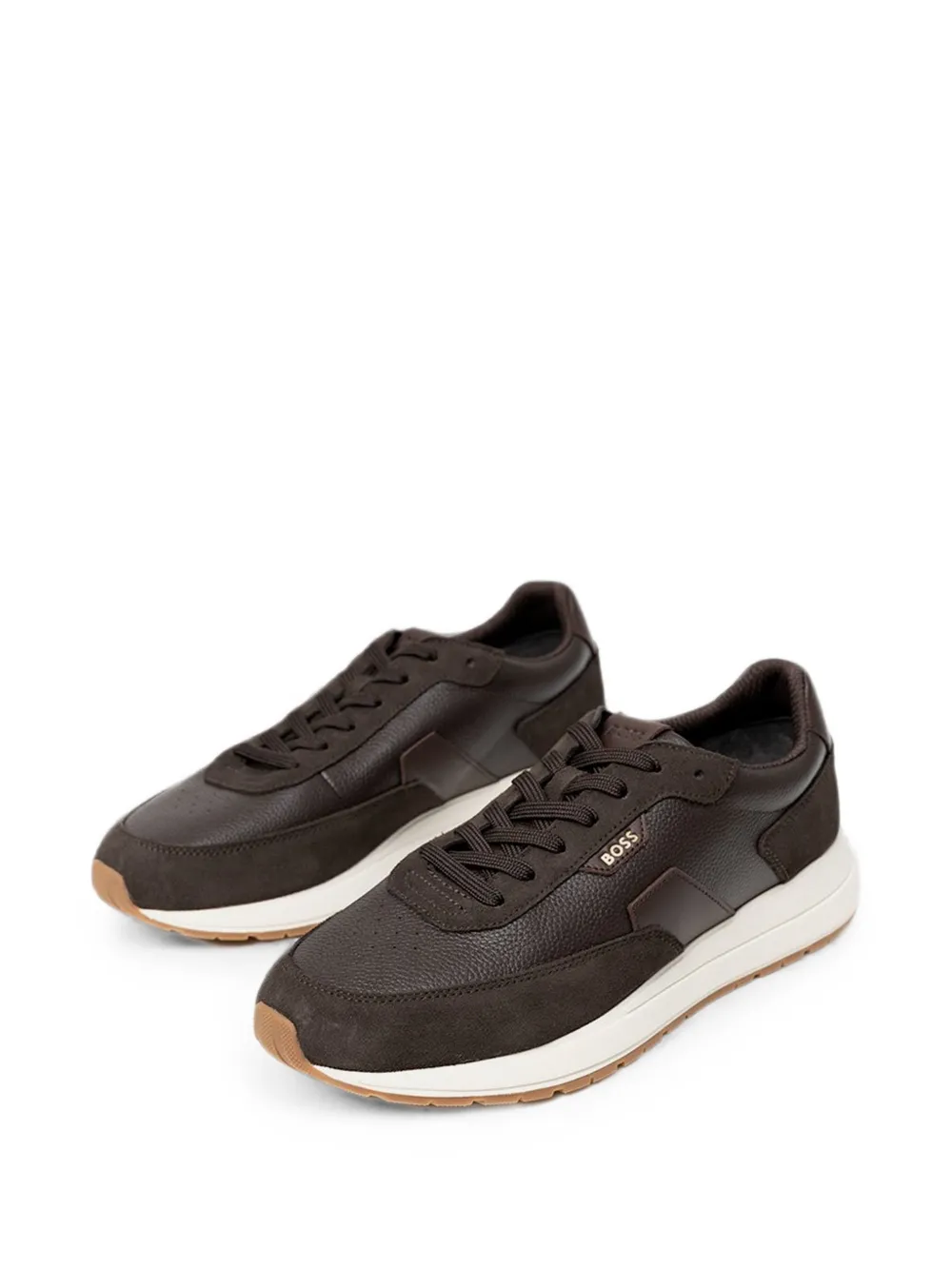 BOSS logo-plaque panelled sneakers Bruin