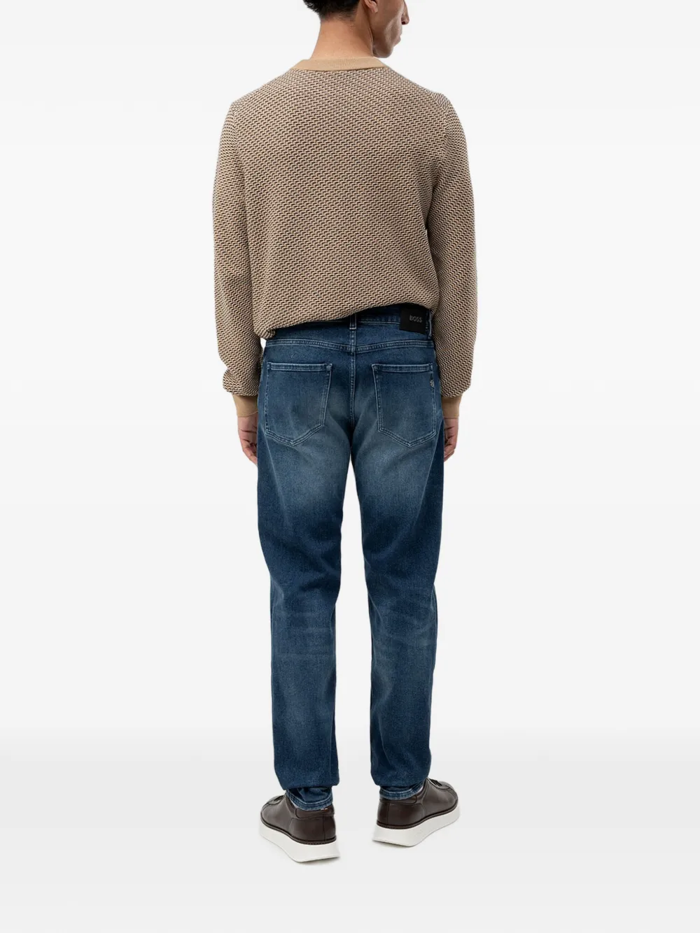 BOSS Maine regular-fit jeans van donkerblauwe stretch katoen