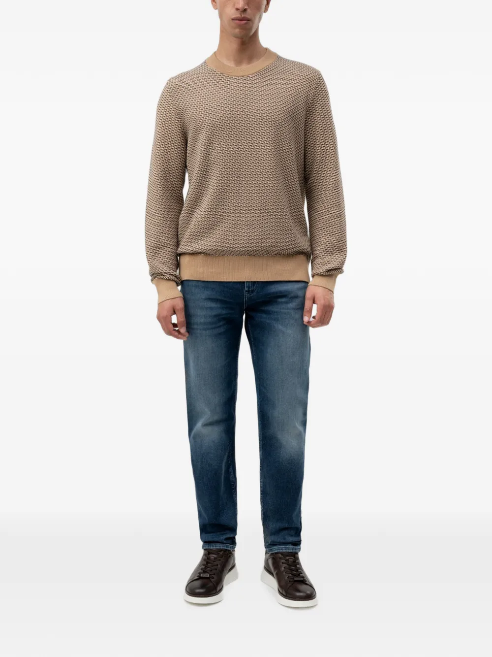 BOSS Maine regular-fit jeans van donkerblauwe stretch katoen
