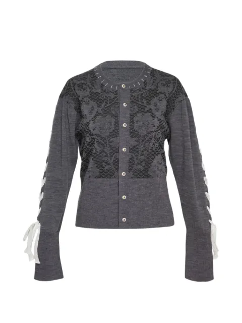 Renli Su lace-panel lace-up cardigan