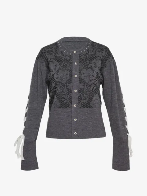 Renli Su lace-panel lace-up cardigan