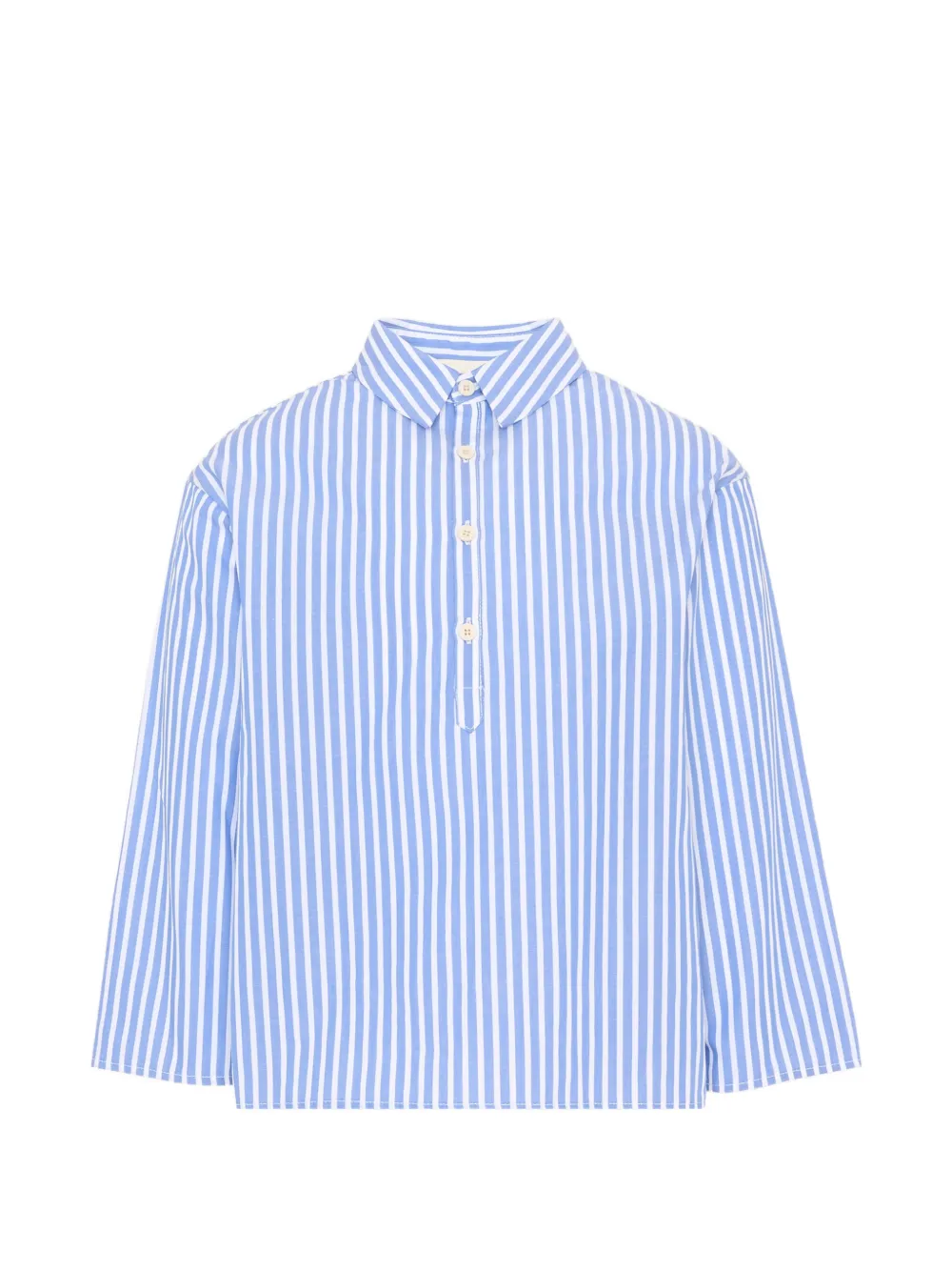 Douuod Kids vertical-stripe long-sleeve shirt - Blu