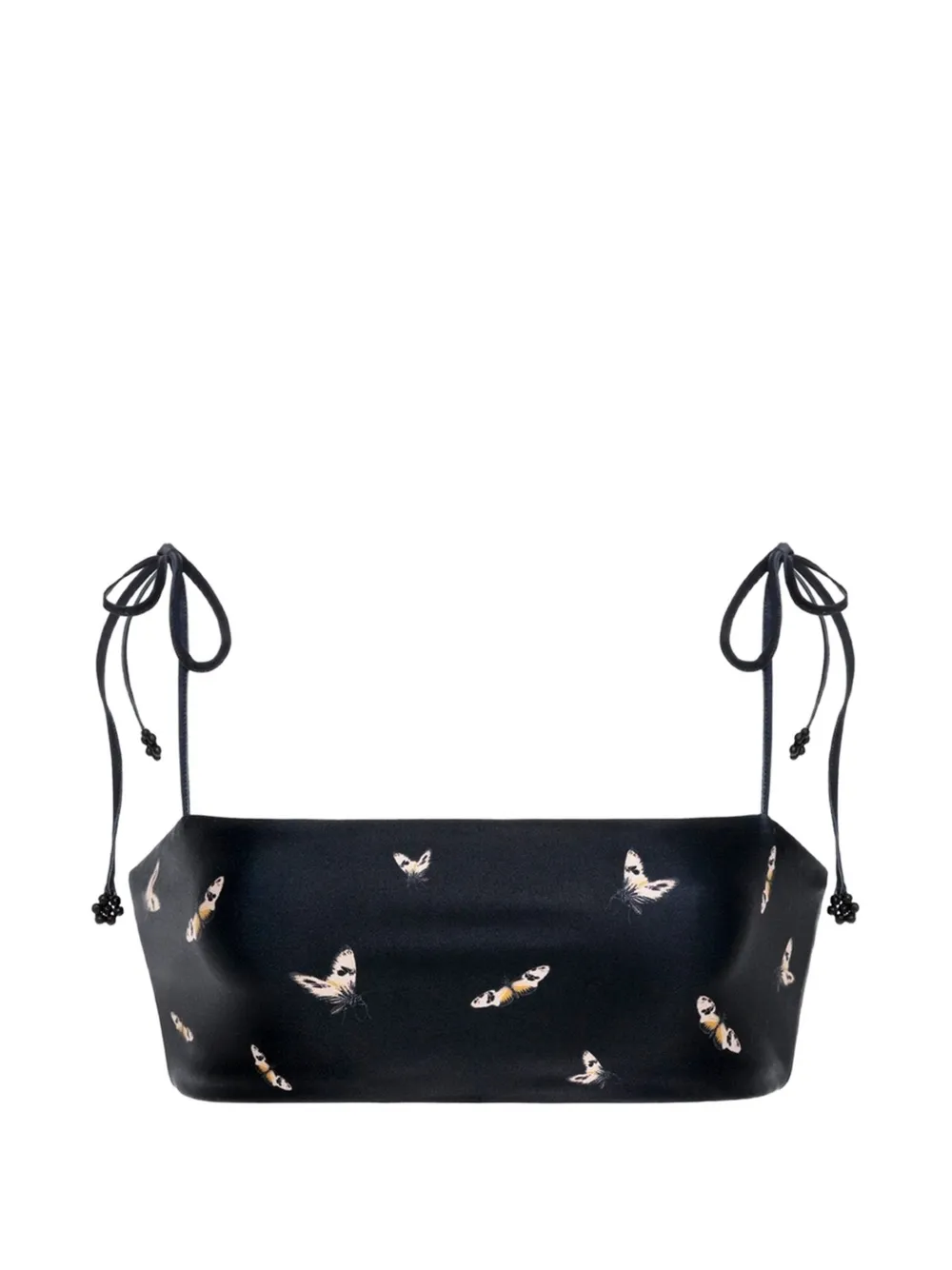 Agua By Agua Bendita Primavera Azucar Butterfly-print Bikini Top In Black