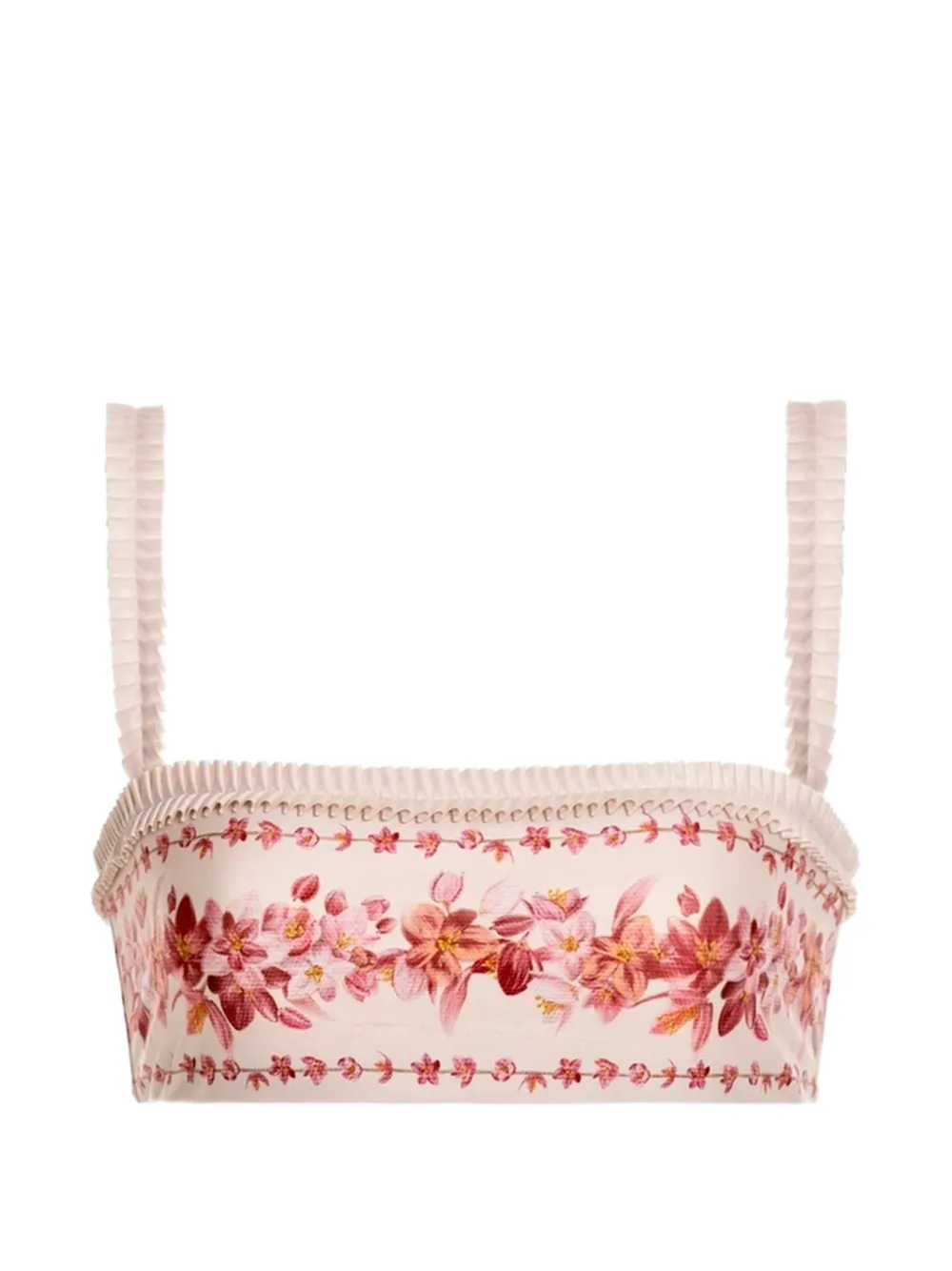 Agua By Agua Bendita Olmo Cauca Ruffled Floral-print Bikini Top In White