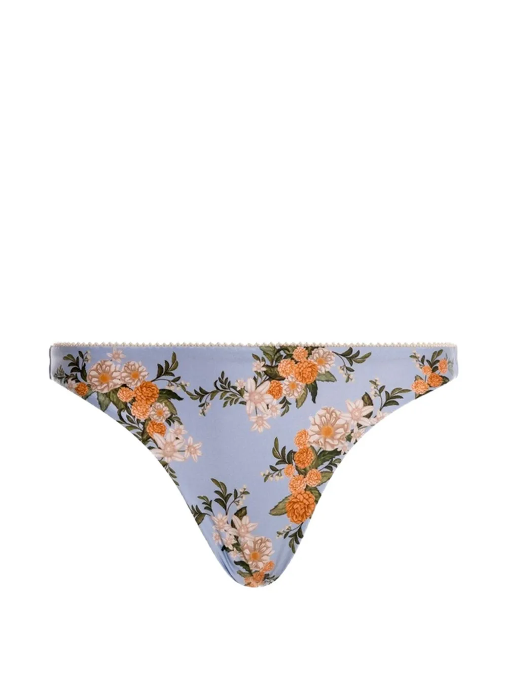 Agua By Agua Bendita Promesa Valle Floral-print Bikini Bottom In Blue