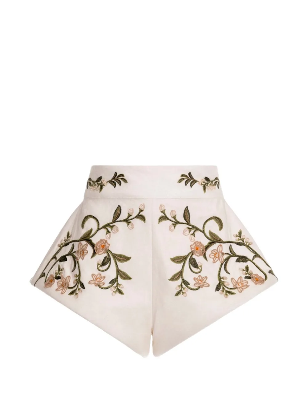 Agua By Agua Bendita Gatti Valle floral-embroidered mini shorts - White