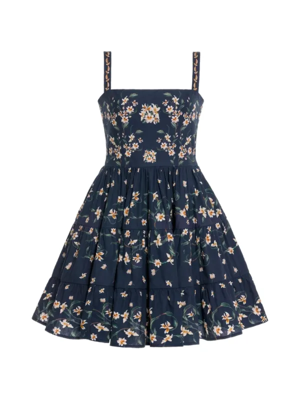 Agua by Agua Bendita Lima Promesa Floral-print Mini Dress in Blue