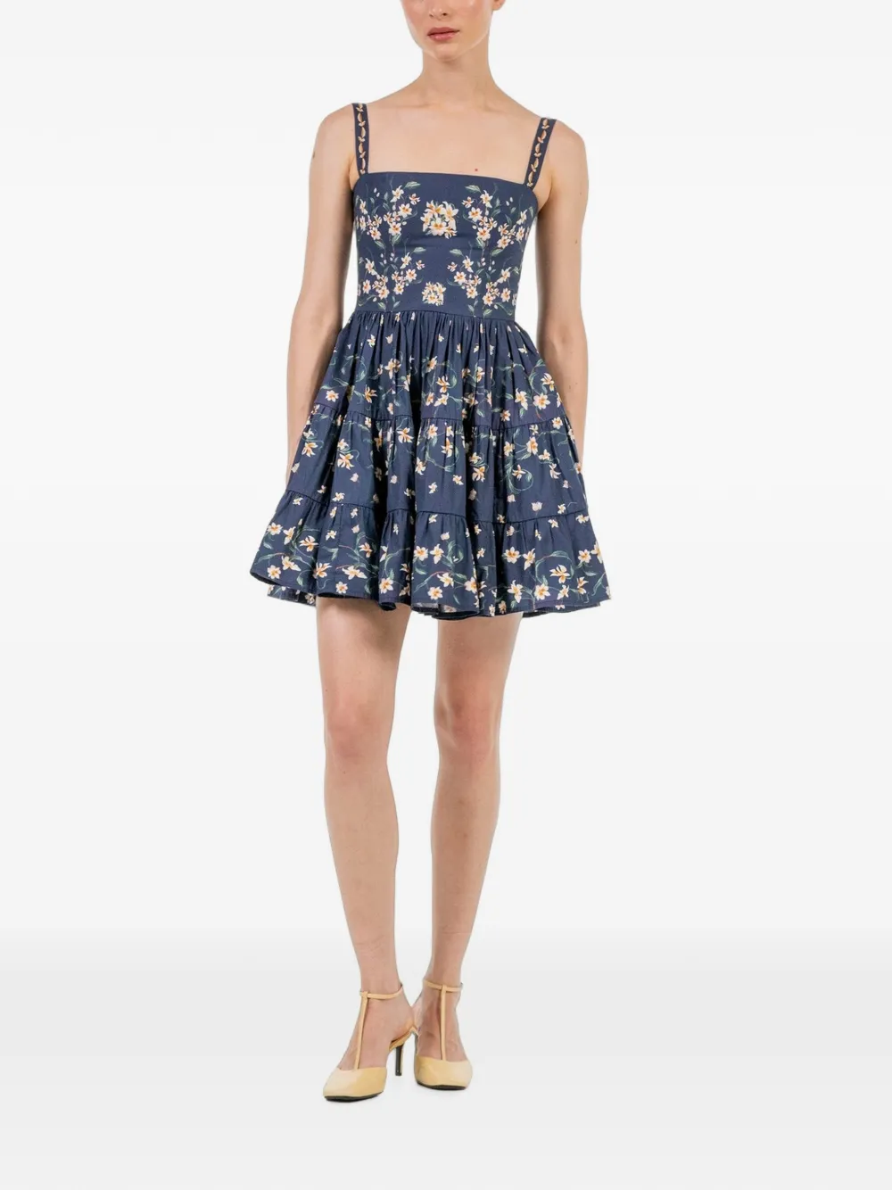 Agua By Agua Bendita Lima Promesa Floral-print Mini Dress in Blue, view 2