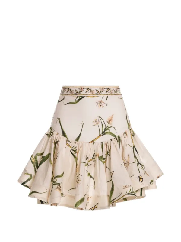 Agua by Agua Bendita Jacarina Floral-print Full Skirt in Neutrals