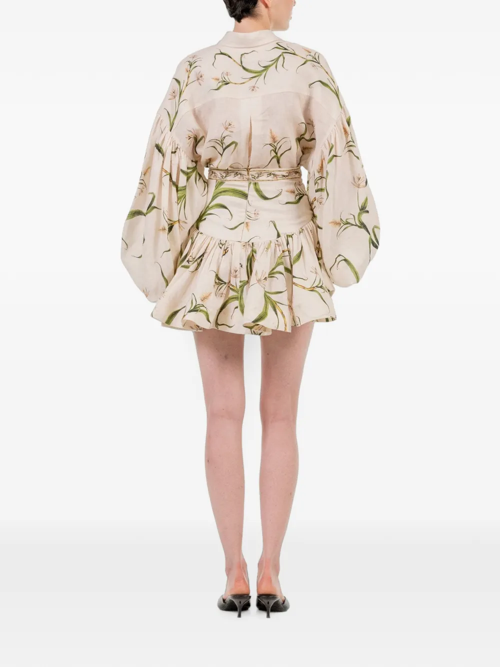 Agua By Agua Bendita Agar Azucar Floral-print Puff-sleeve Shirt in White, view 4