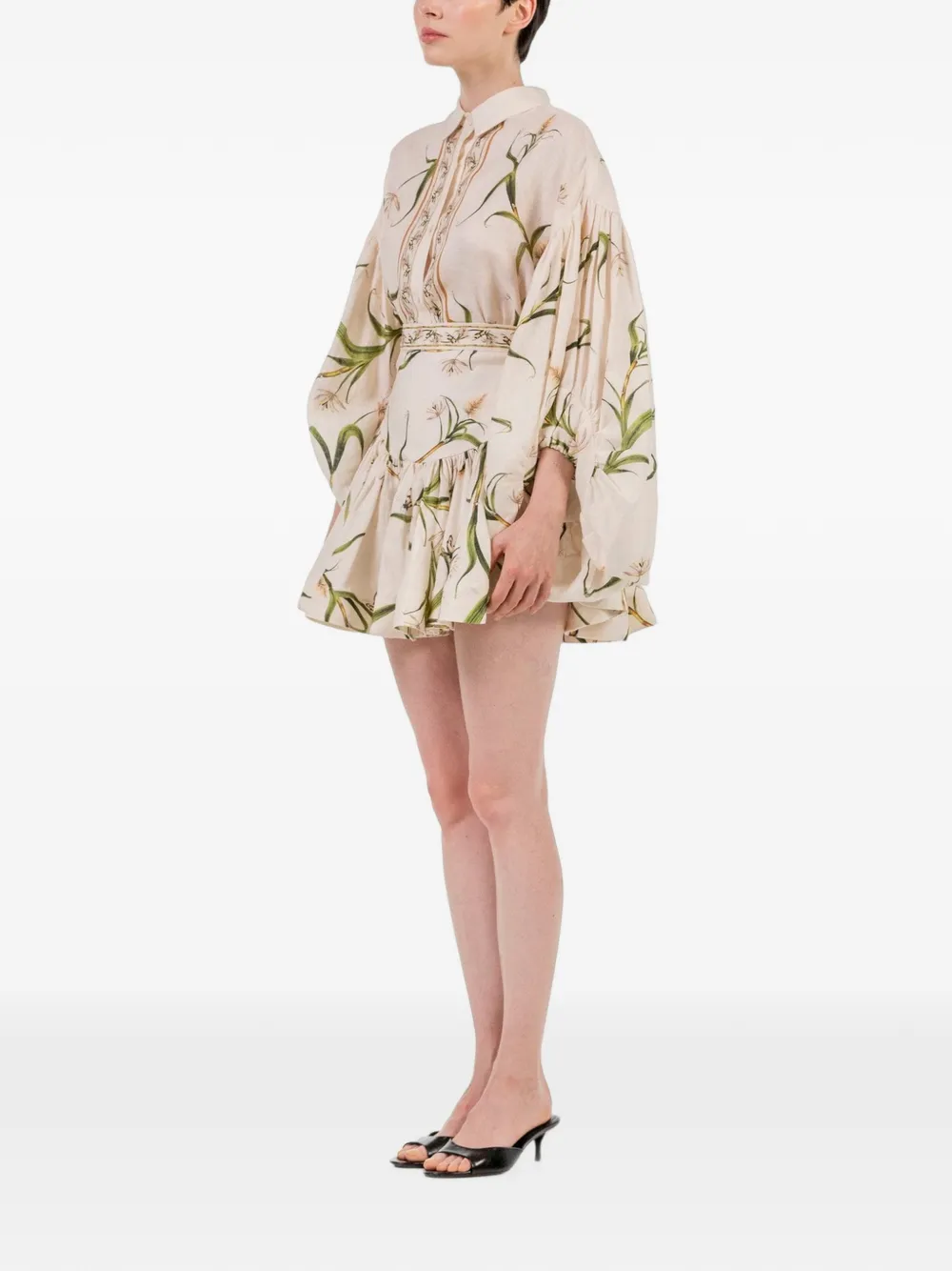 Agua By Agua Bendita Agar Azucar Floral-print Puff-sleeve Shirt in White, view 3