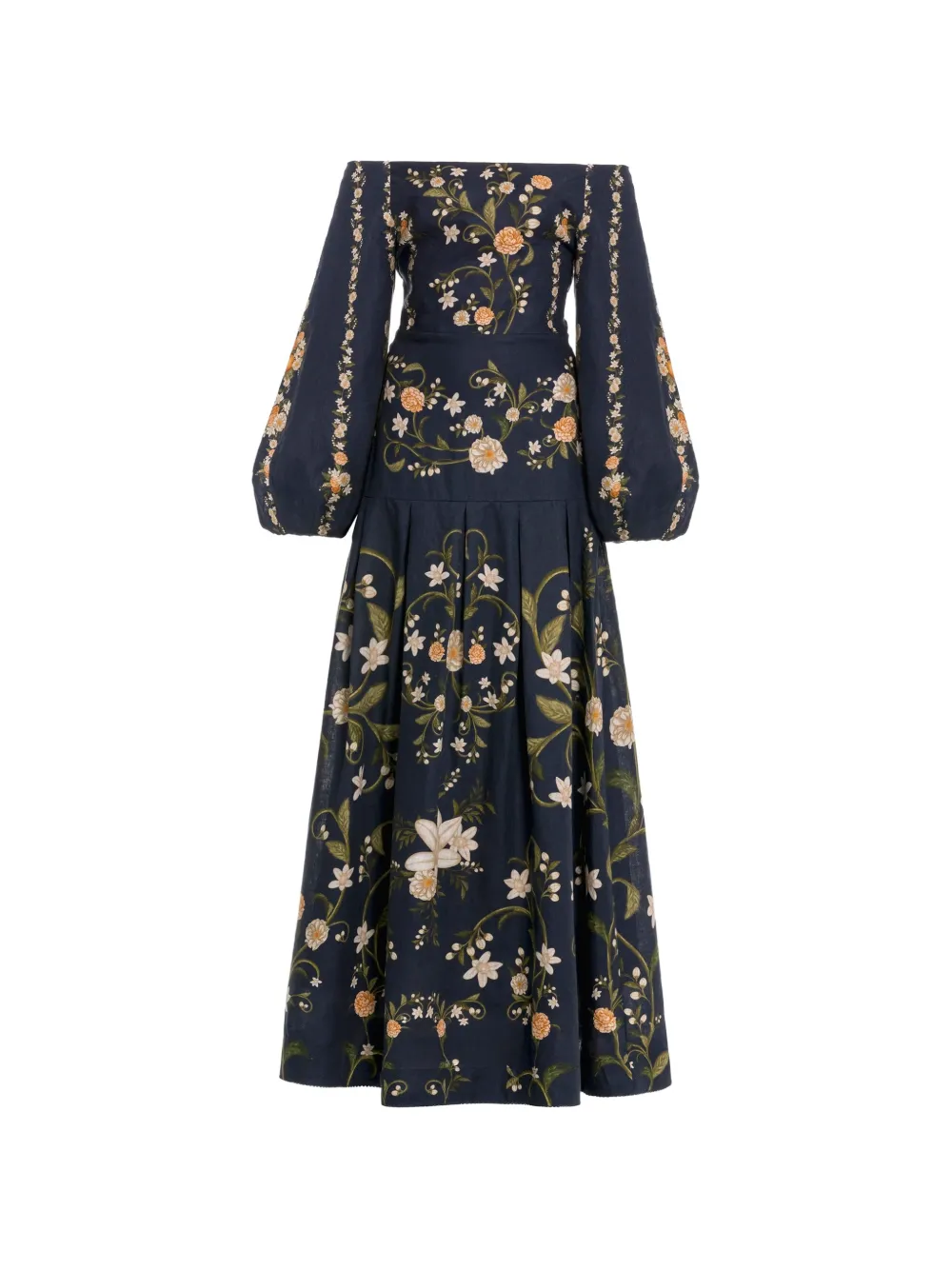 Agua By Agua Bendita robe longue fleurie Senlis Valle à épaules dénudées - Bleu