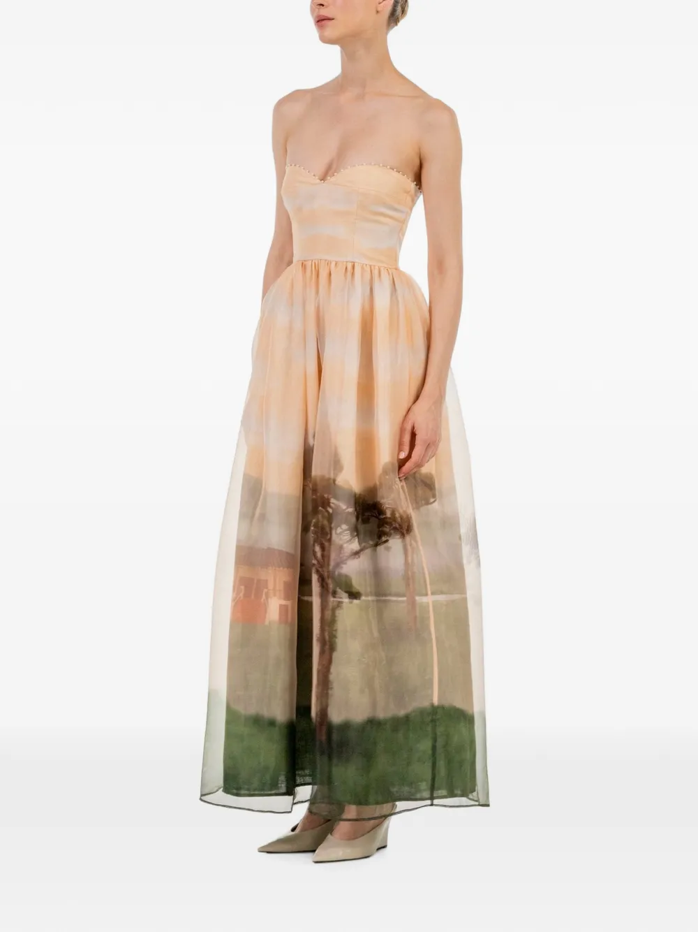 Agua By Agua Bendita Tonia Paraiso Strapless Maxi Dress in Neutrals, view 3