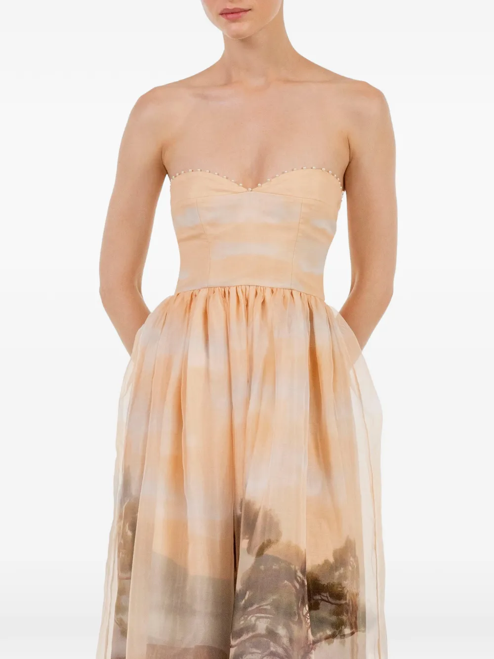 Agua By Agua Bendita Tonia Paraiso Strapless Maxi Dress in Neutrals, view 5