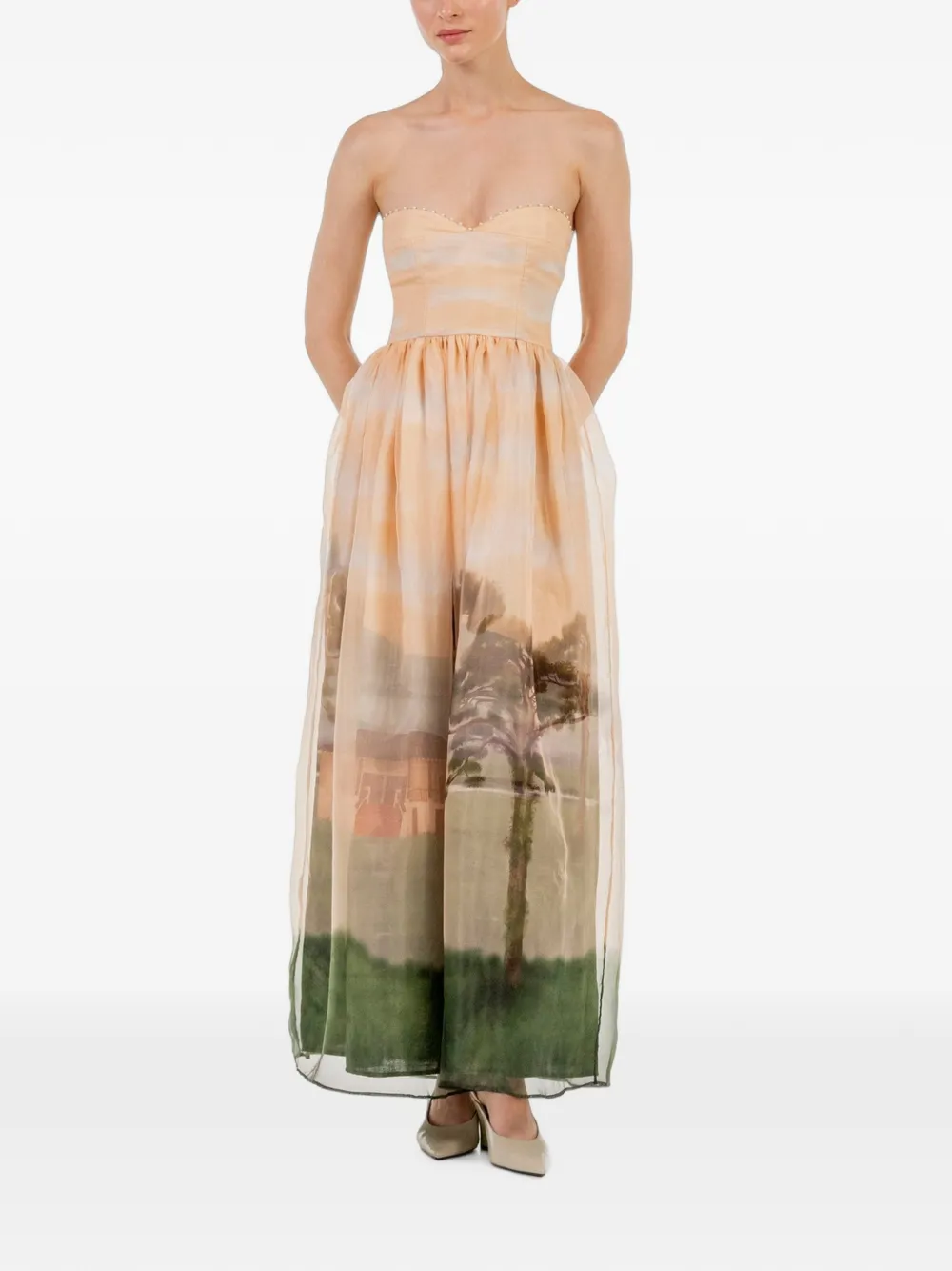Agua By Agua Bendita Tonia Paraiso Strapless Maxi Dress in Neutrals, view 2