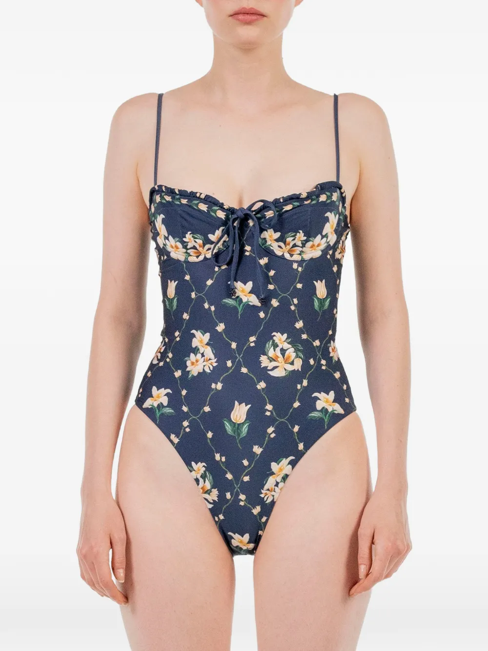 Agua By Agua Bendita MARIA Ebano Promesa badpak met bloemenprint Blauw
