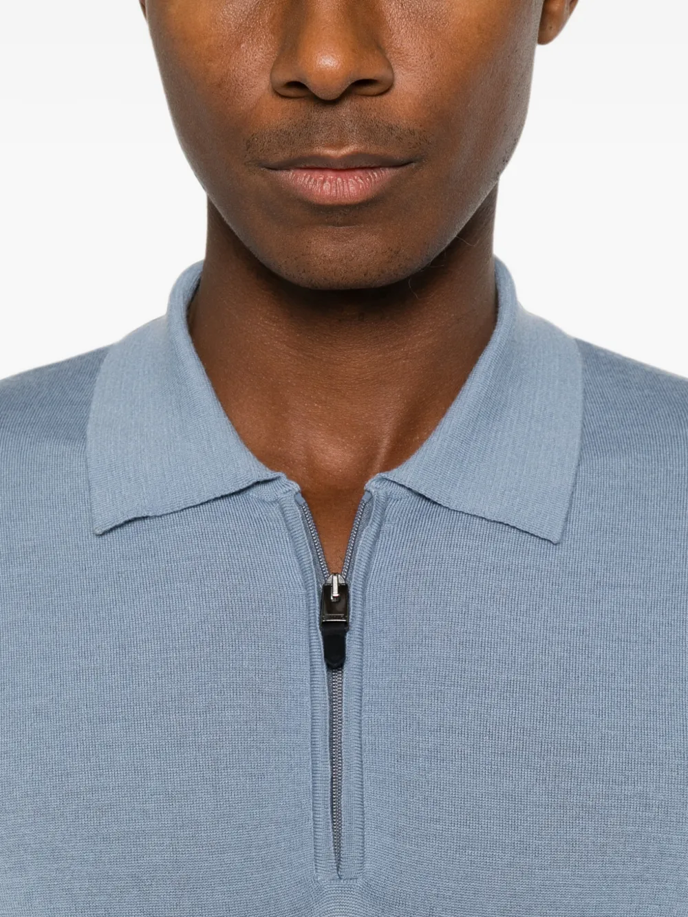 Canali Poloshirt met rits Blauw