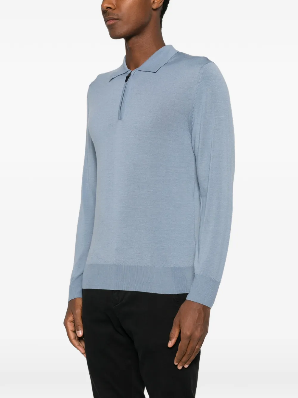 Canali Poloshirt met rits Blauw