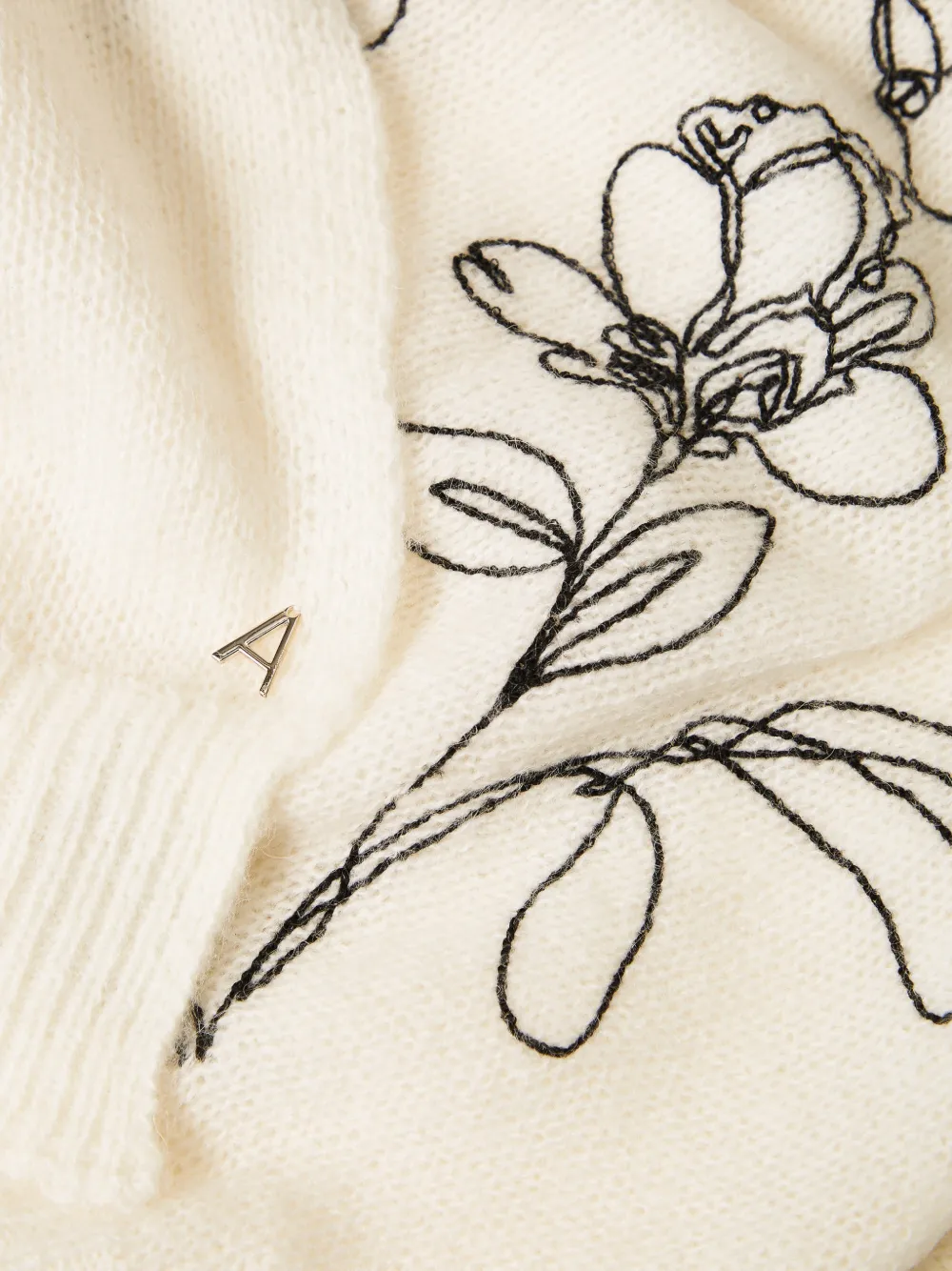 TWINSET Gebreide sjaal met geborduurde bloemen Beige