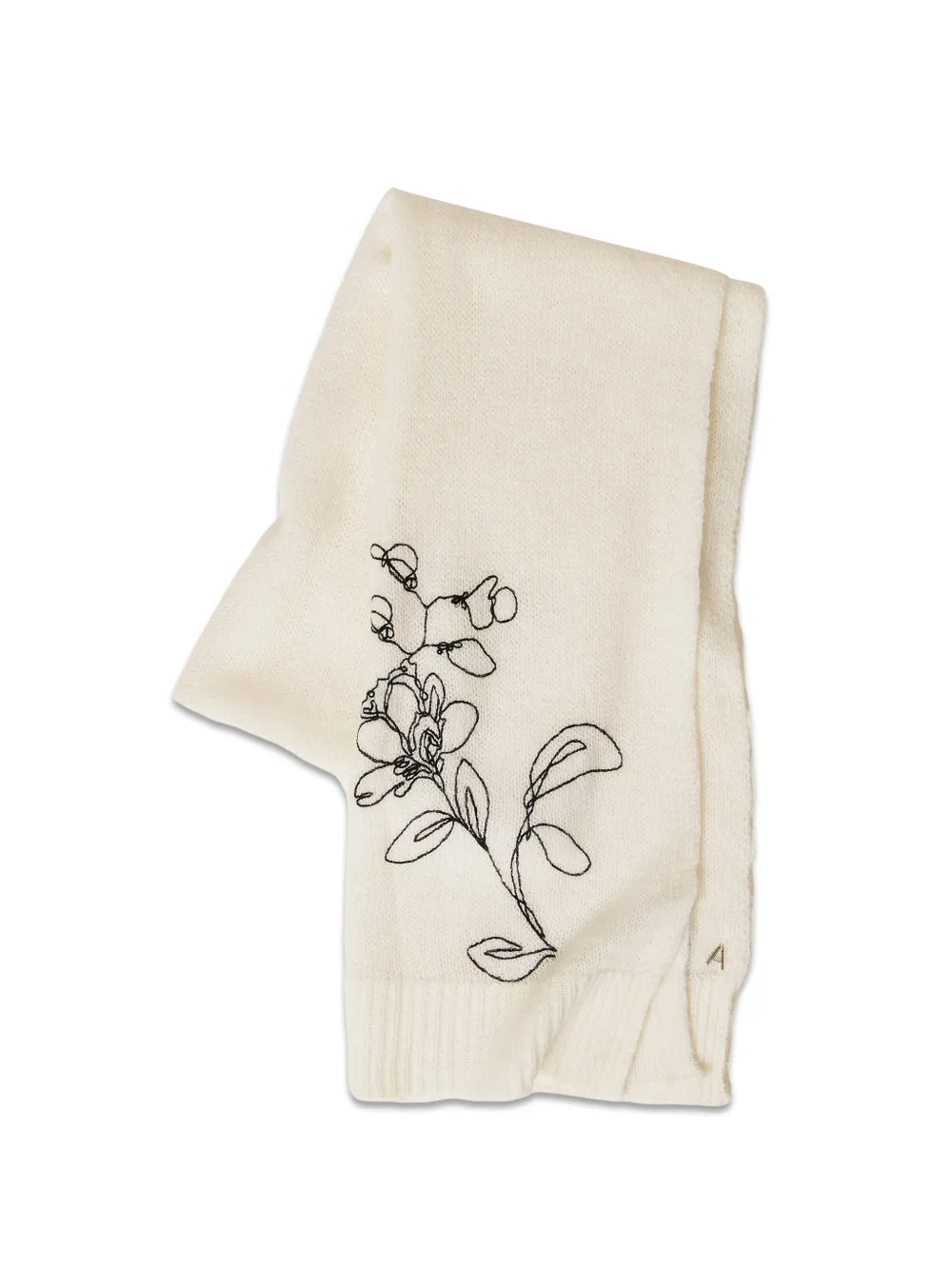 TWINSET knitted scarf with floral embroidery - Nude