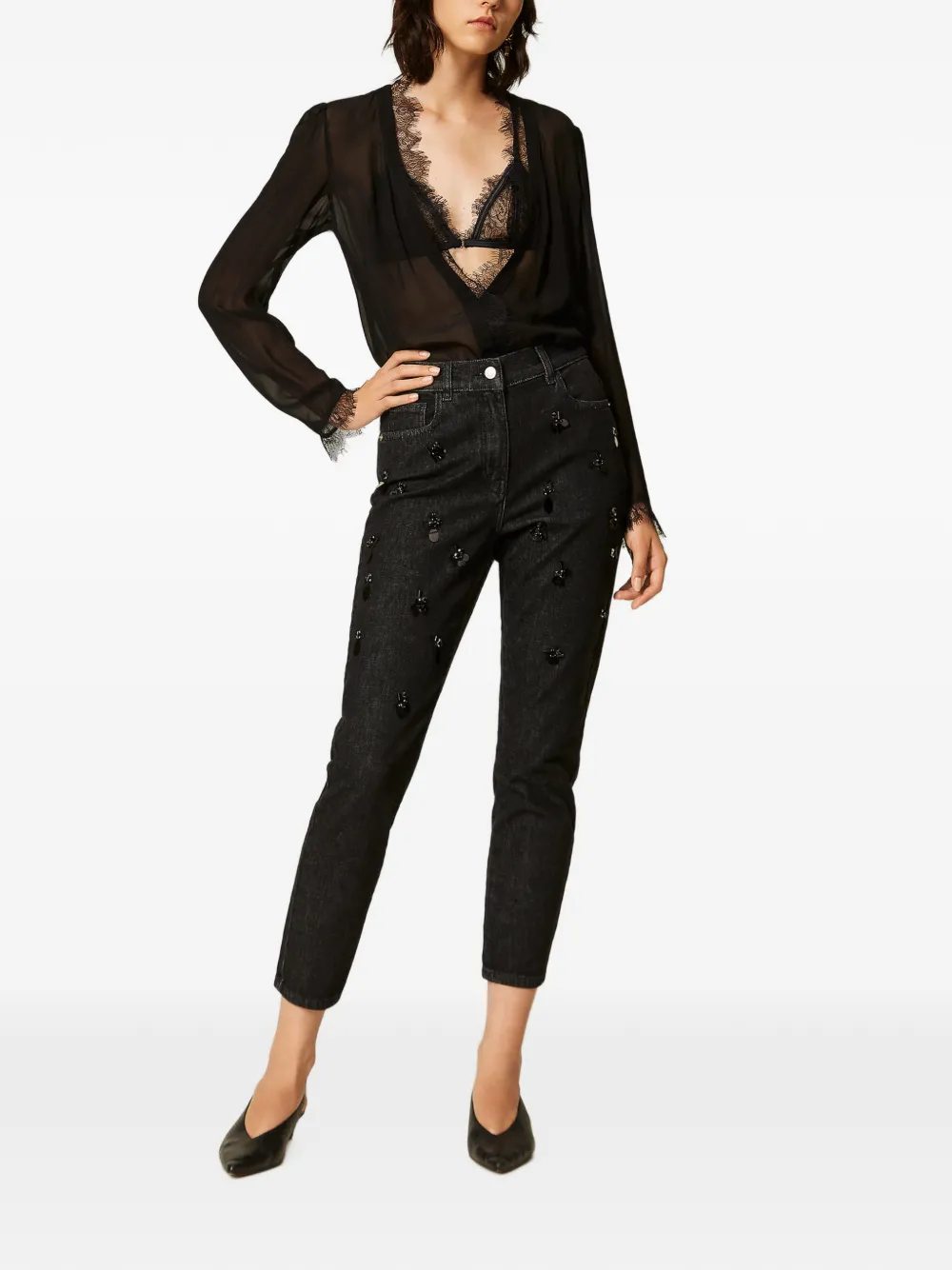 TWINSET Jeans met pailletten Zwart