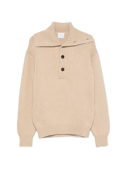 Malo button-fastening ribbed-collar knit