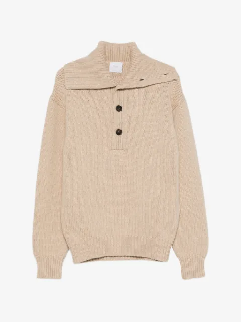 Malo button-fastening ribbed-collar knit