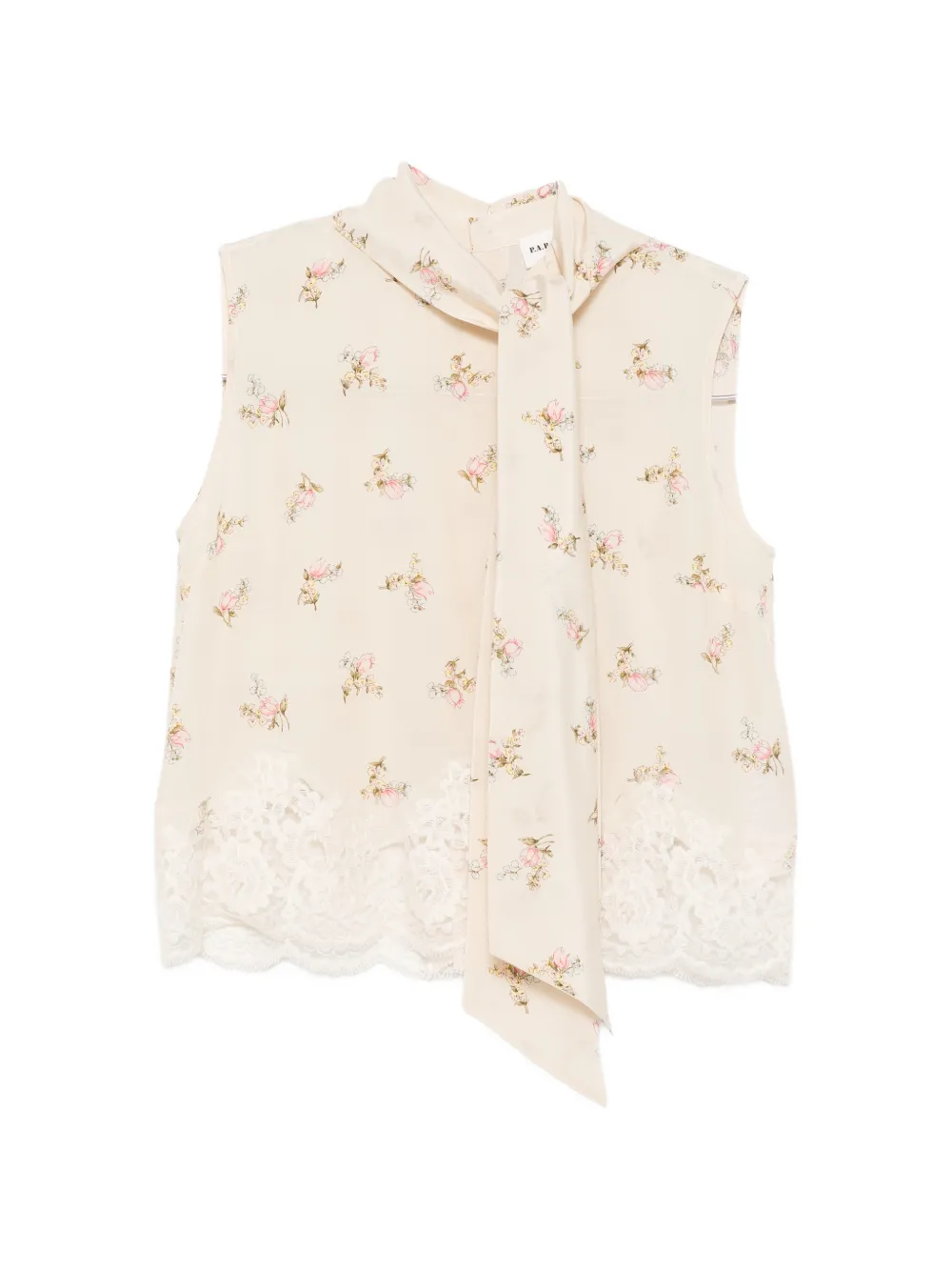 P.A.R.O.S.H. floral-print lace-trim blouse - Neutrals