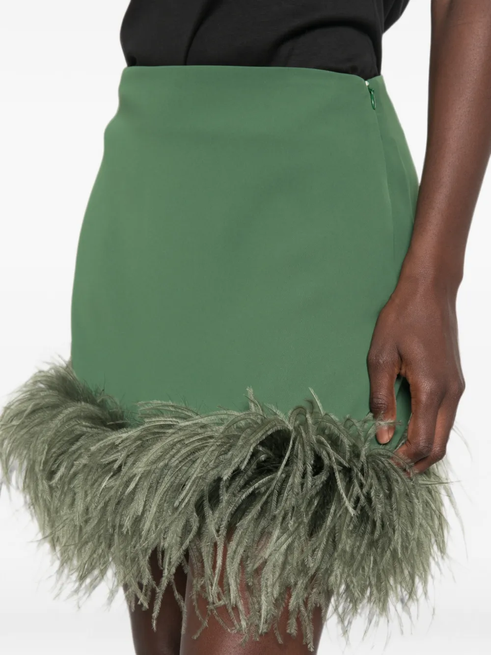 P.A.R.O.S.H. Mini-rok met veren afwerking Groen