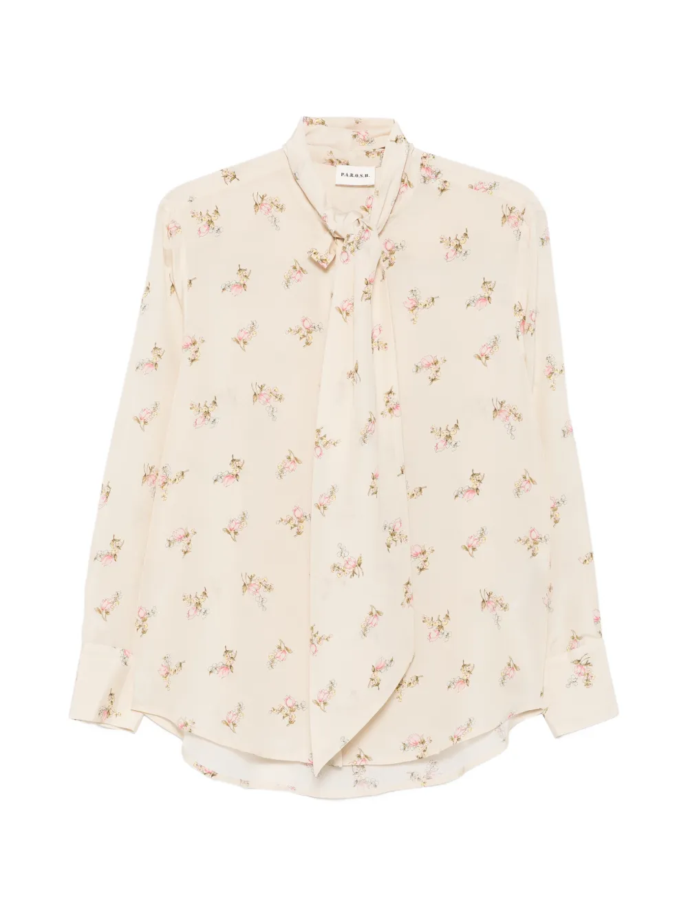 P.A.R.O.S.H. floral-print pussy-bow shirt - Neutrals