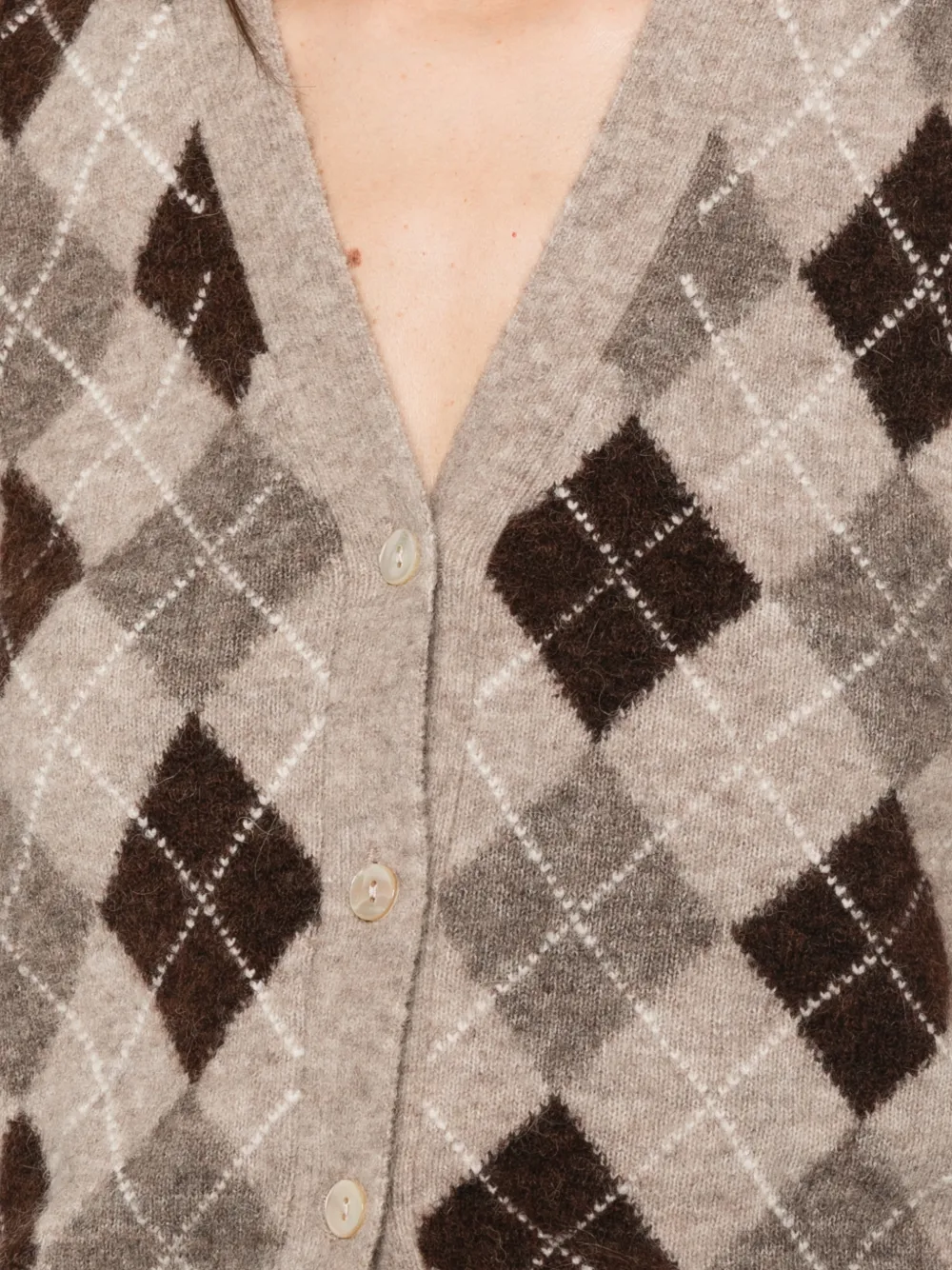 P.A.R.O.S.H. Gebreid mouwloos vest met V-hals en argyle-patroon Bruin