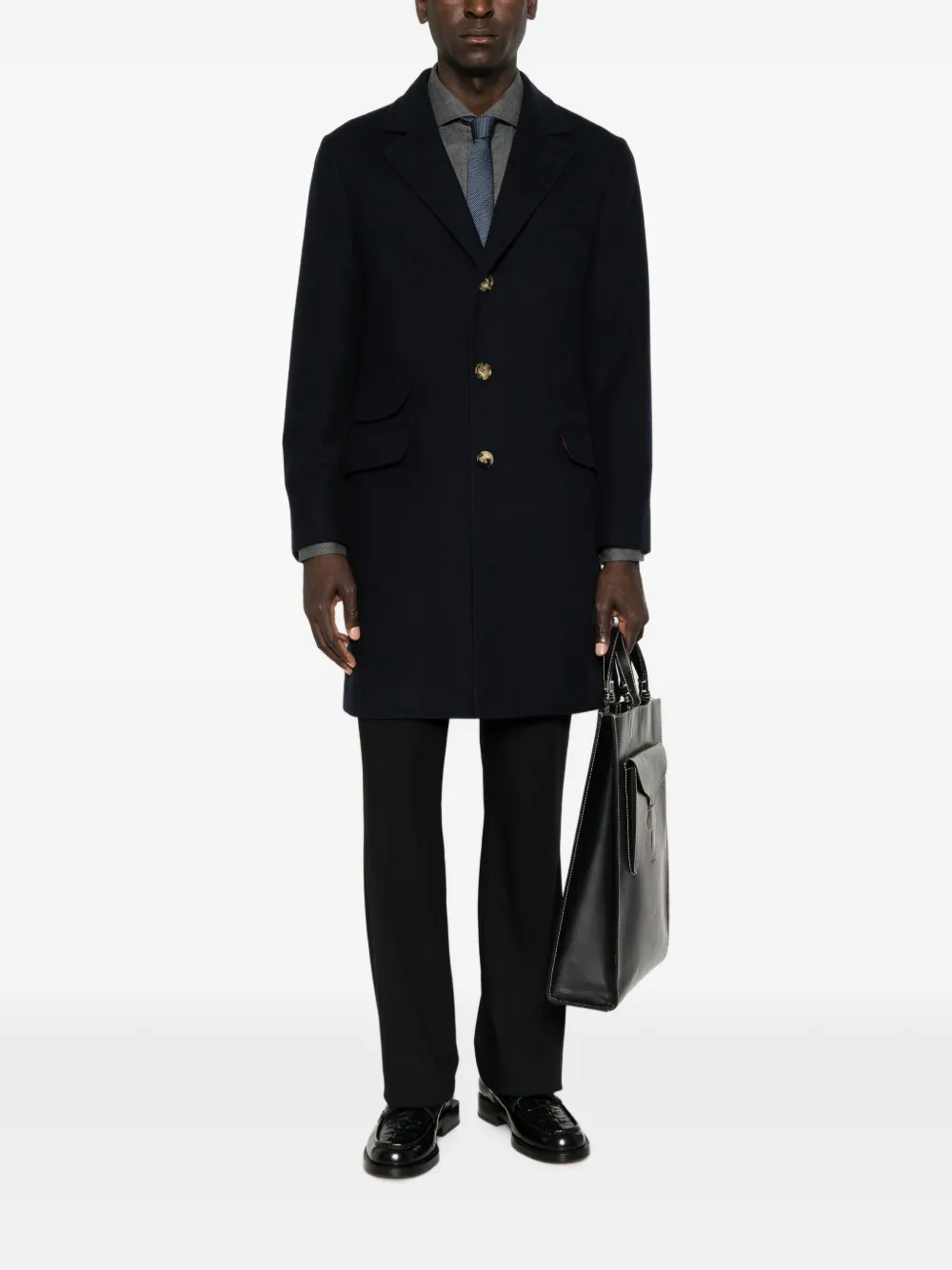 Brunello Cucinelli Jas met enkele rij knopen Blauw