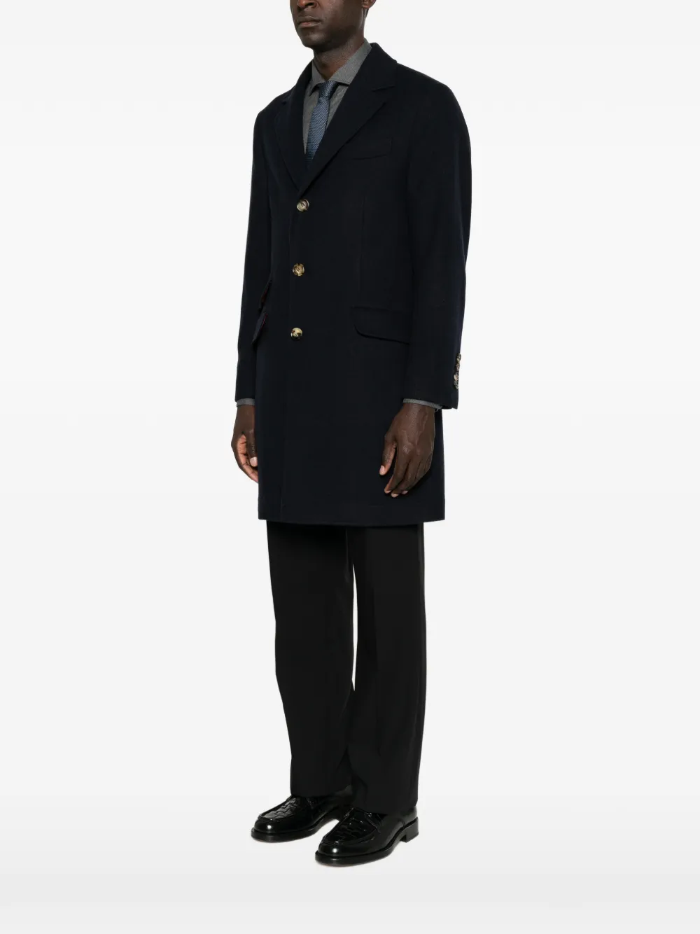 Brunello Cucinelli Jas met enkele rij knopen Blauw