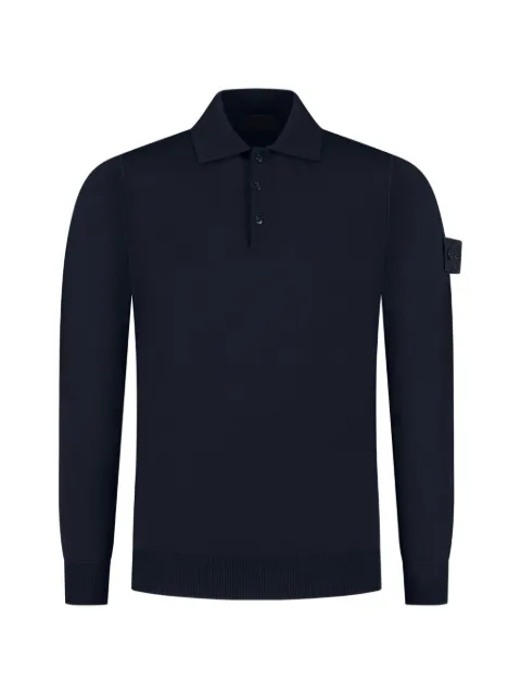 Stone Island logo-patch long-sleeve polo shirt