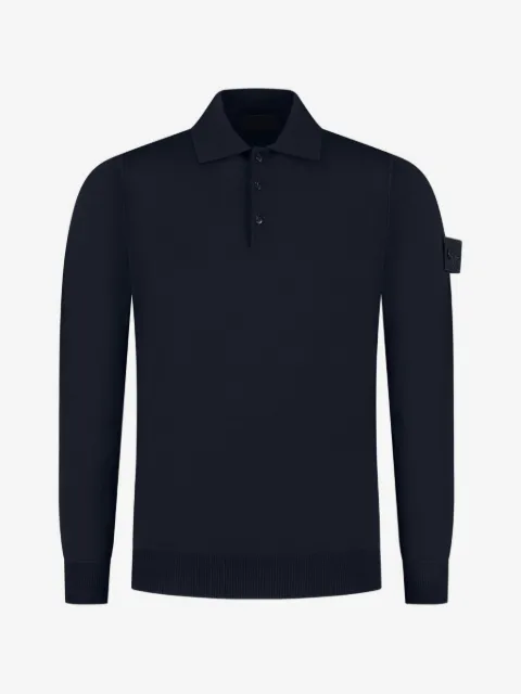 Stone Island logo-patch long-sleeve polo shirt