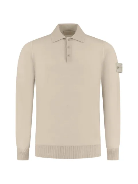 Stone Island logo-patch long-sleeve polo shirt