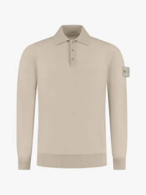 Stone Island logo-patch long-sleeve polo shirt