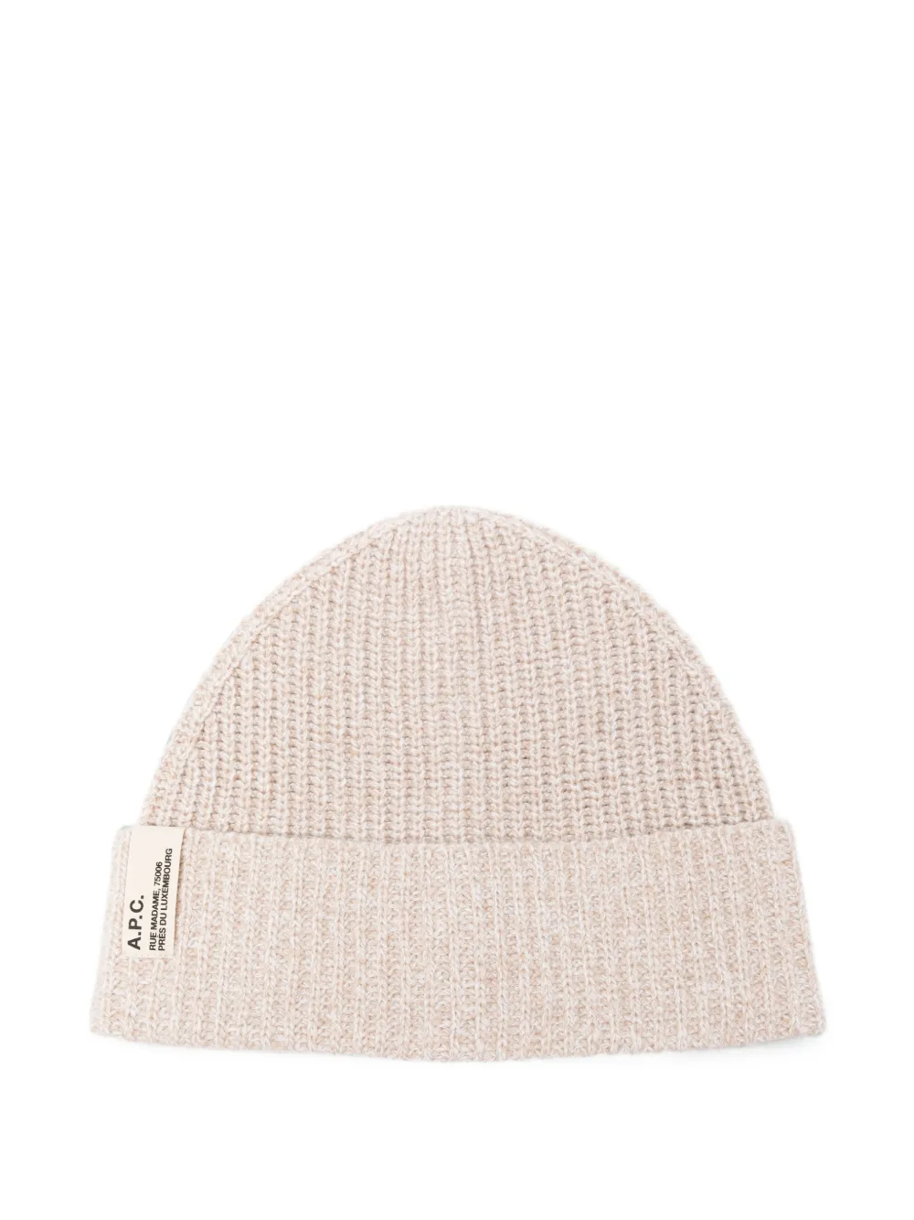 A.P.C. ribbed logo-patch beanie hat | Neutrals | Image 1