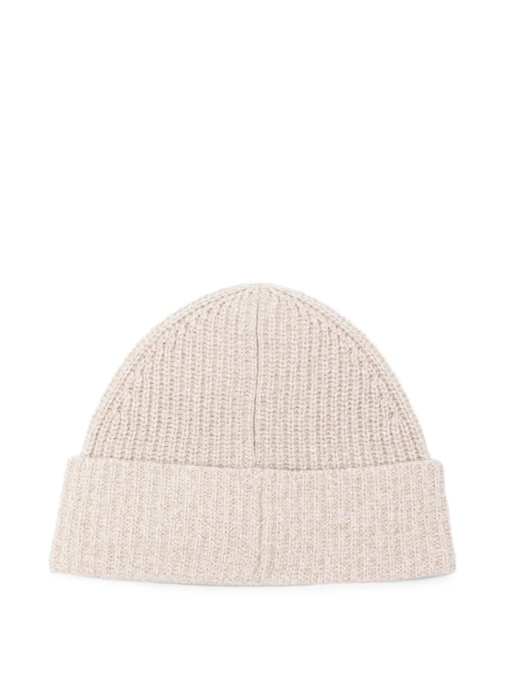A.P.C. Geribbelde muts met logopatch Beige