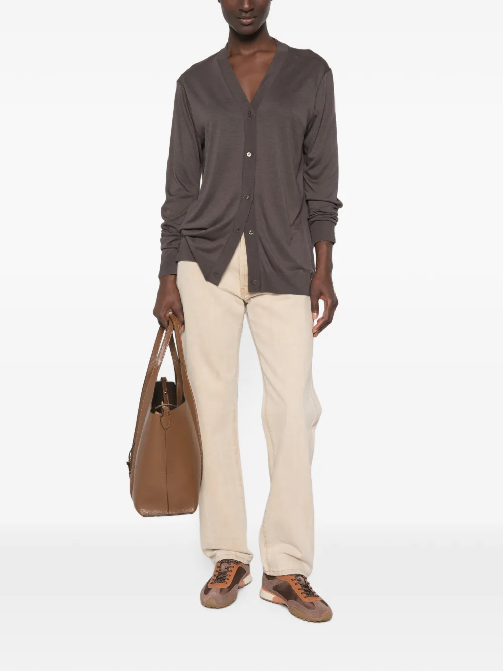 Herno Button-up vest met V-hals Bruin