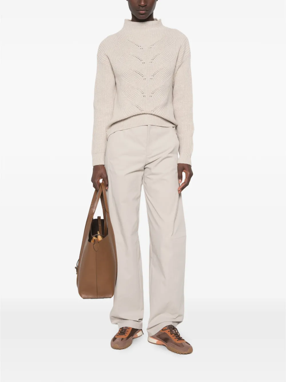 Herno Broek met riemlussen Beige