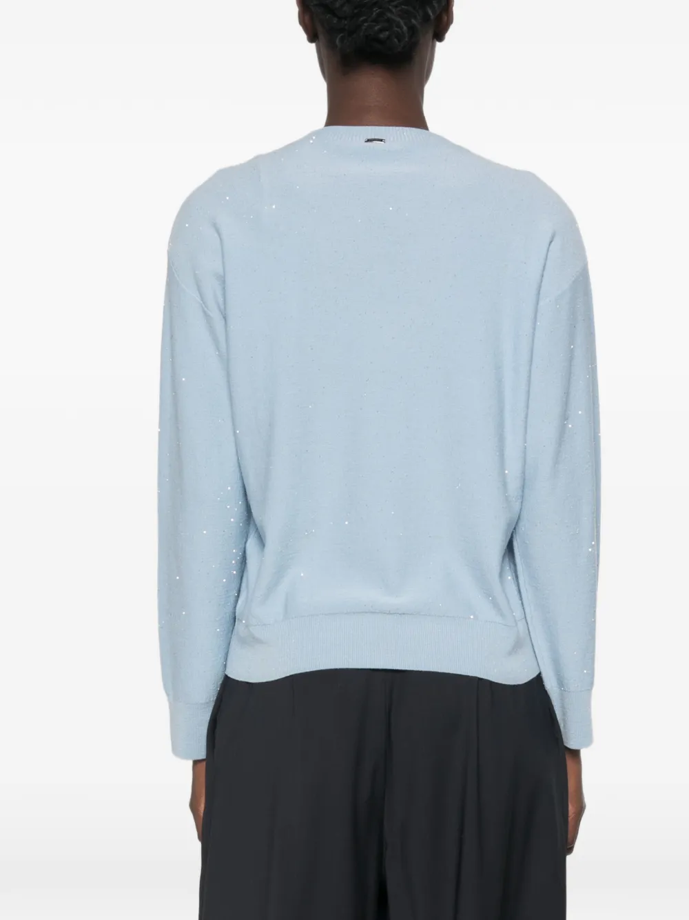 Herno Trui verfraaid met pailletten en V-hals Blauw
