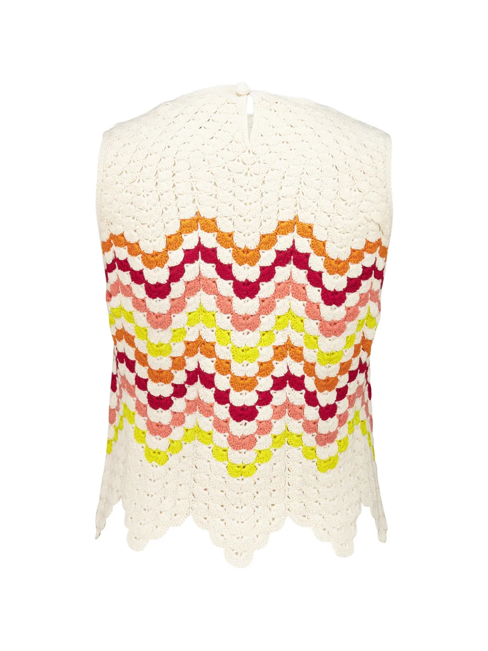 Escvdo Cuenca Crochet-knit Scalloped-hem Top in Neutrals, view 2