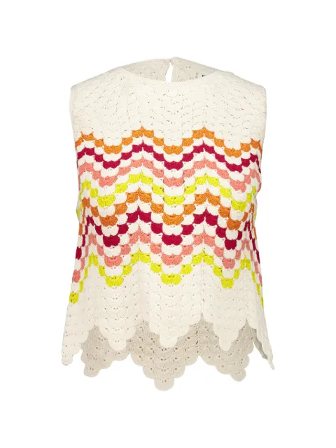ESCVDO Cuenca crochet-knit scalloped-hem top