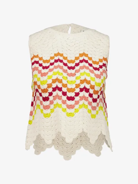 ESCVDO Cuenca crochet-knit scalloped-hem top