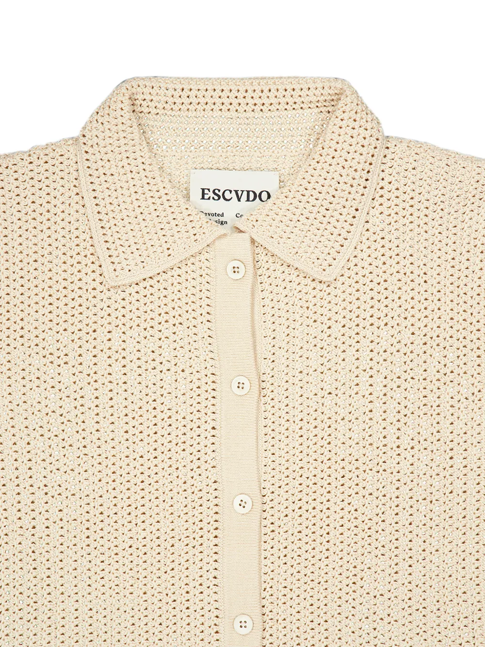 ESCVDO Solar Hand-knitted Cotton Shirt in Neutrals, view 5