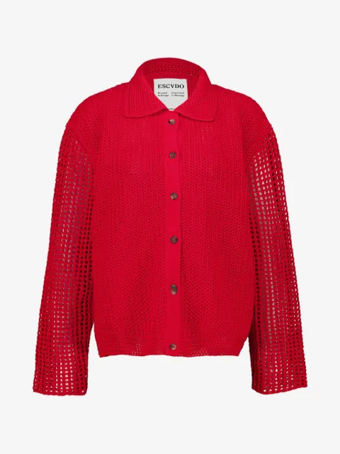 ESCVDO Solar crochet-appliqué knitted shirt