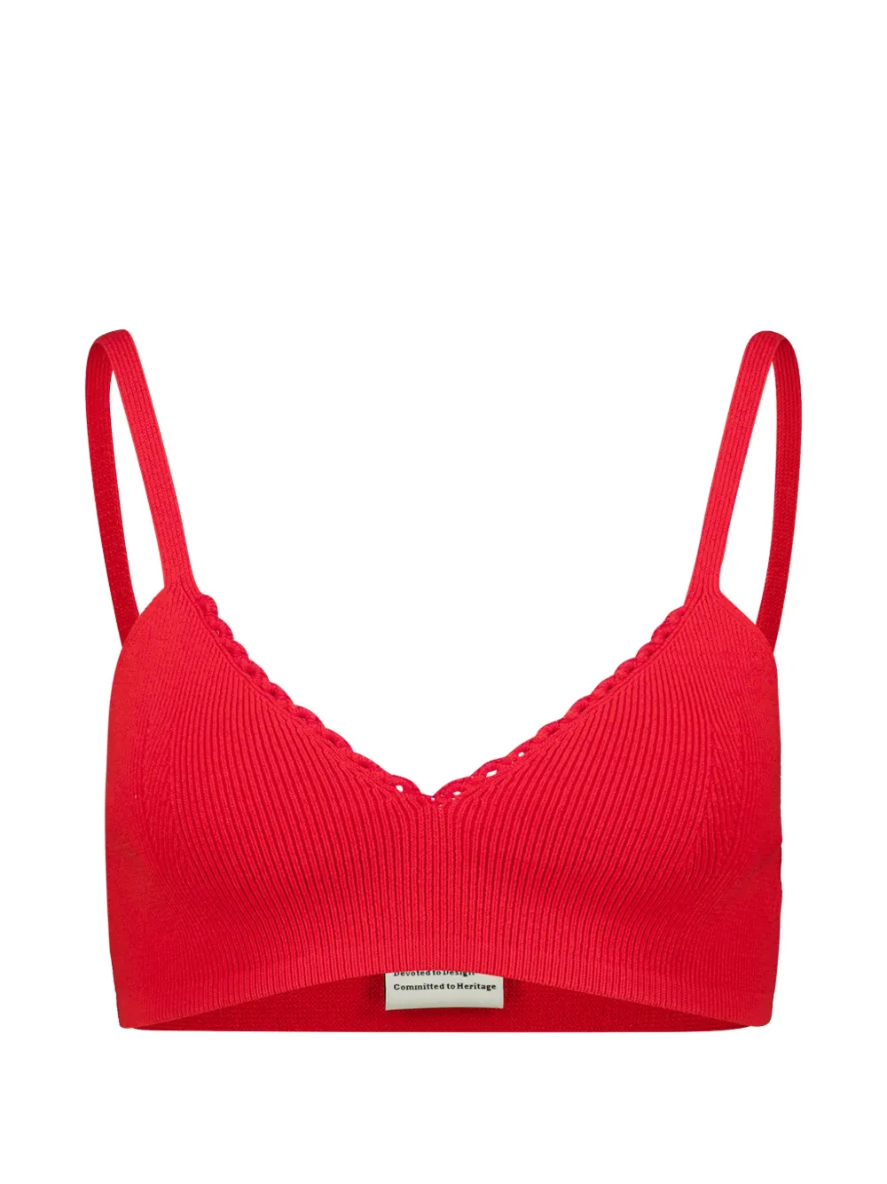ESCVDO Apple ribbed V-neck top - Rosso