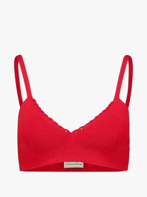 ESCVDO Apple ribbed V-neck top